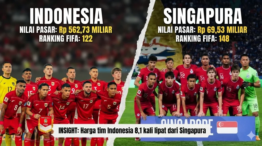 Perbandingan Harga Nilai Pasar Timnas Indonesia dan Singapura
