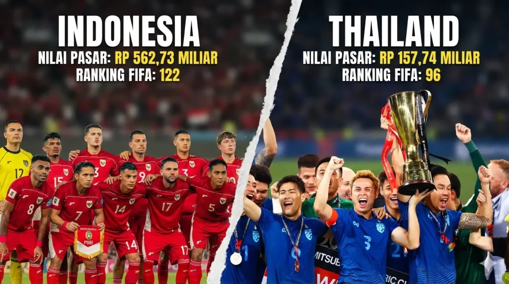Perbandingan Harga Nilai Pasar Timnas Indonesia dan Thailand